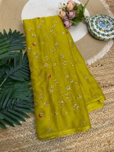 Handwork saree Yellow