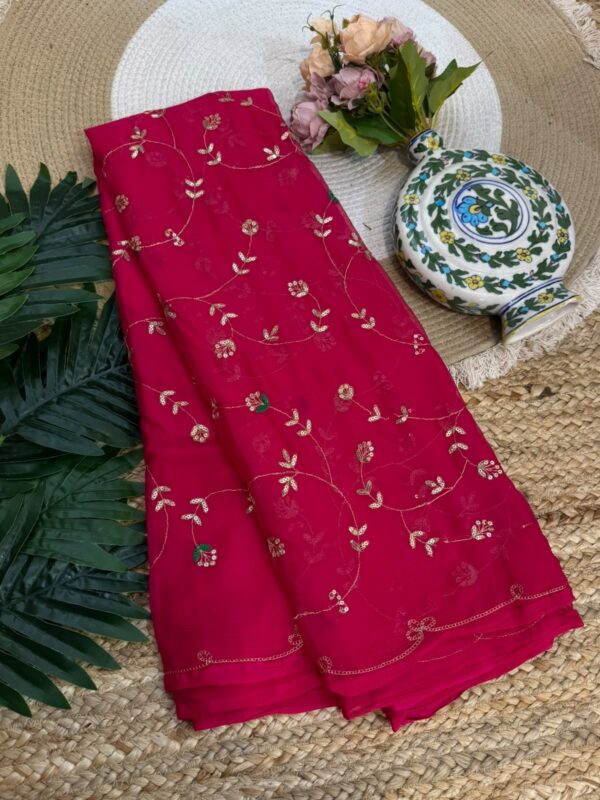 Handwork saree Red