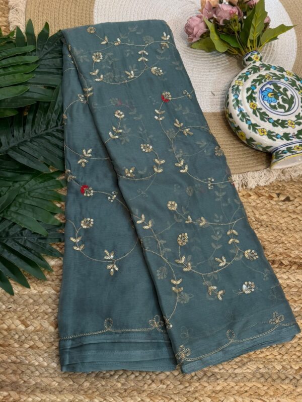 Handwork saree Dark Green