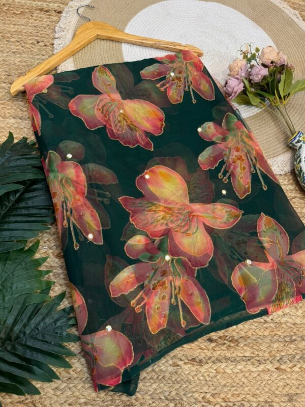 Mirror work saree Brown