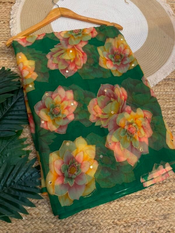Mirror work saree Yellow