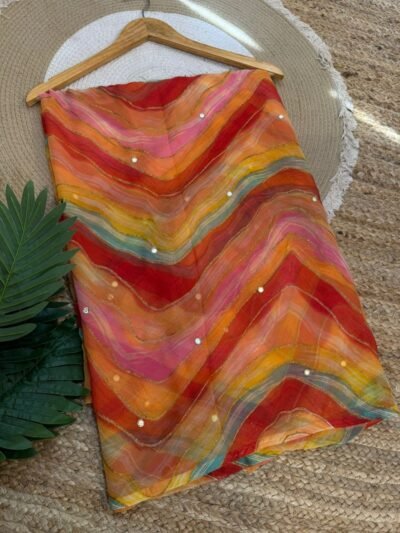 Mirror work leheriya Orange