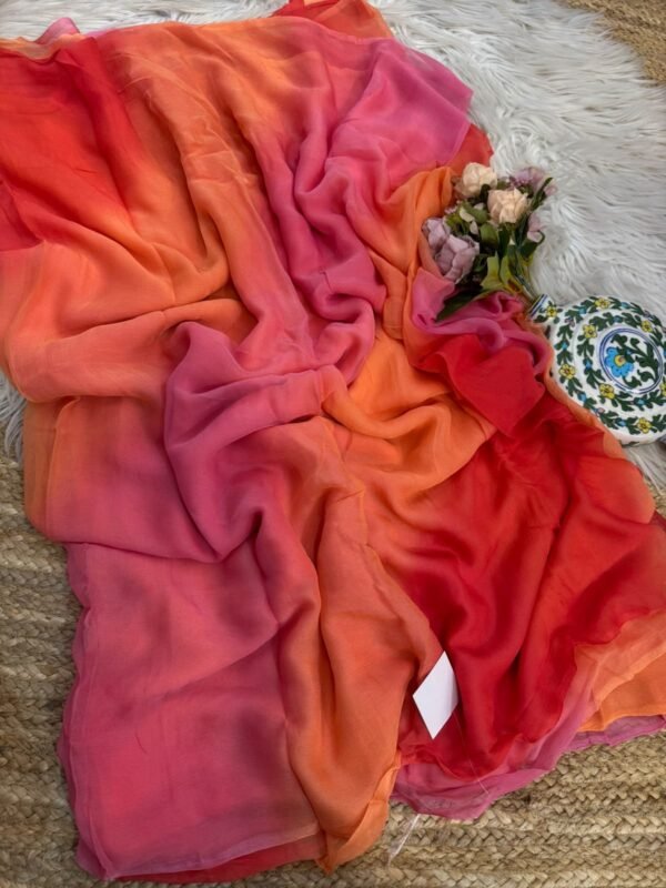 Multi colour saree Red