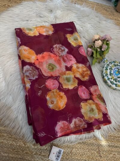 Printed saree Red