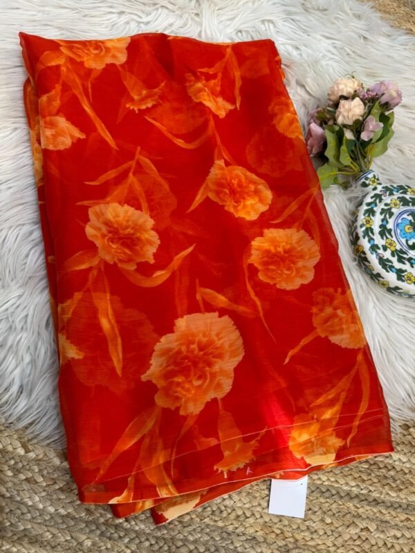 Printed saree Red
