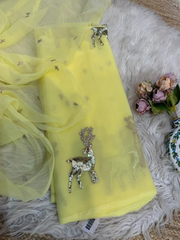 Sequins buta saree Yellow