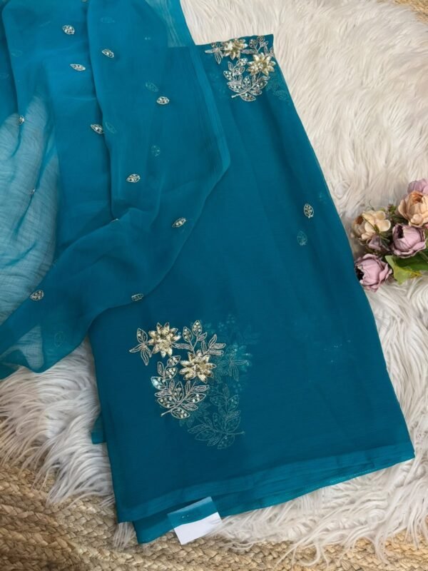 Sequins buta saree Teal
