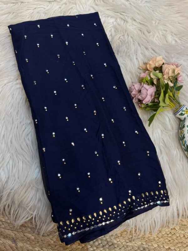 Mirror work saree Navy Blue