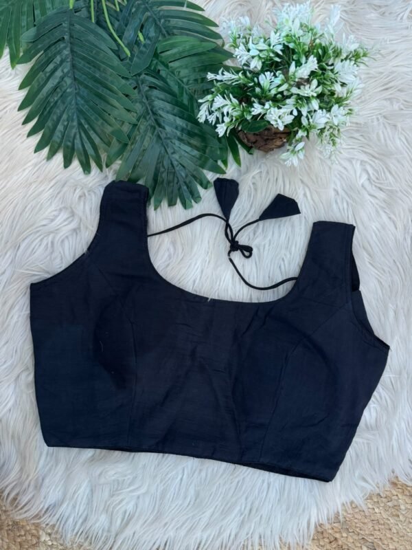 Plain cotton blouse Navy Blue
