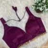 Gajji silk blouse with beautiful beadwork Magenta
