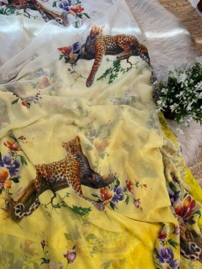 Digital print saree Yellow