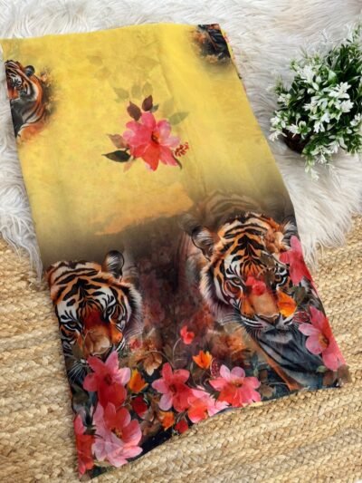 Digital print saree Orange