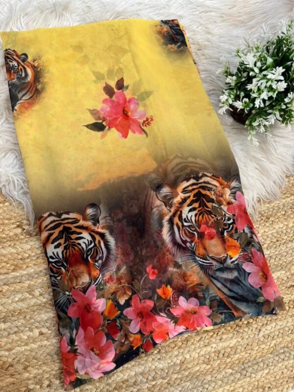 Digital print saree Orange