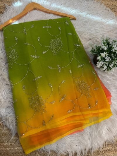 Jaal work saree Yellow