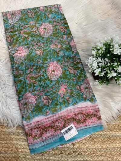 Pure Handblock printed saree Grey