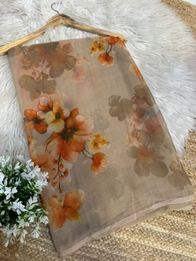 Printed saree Orange