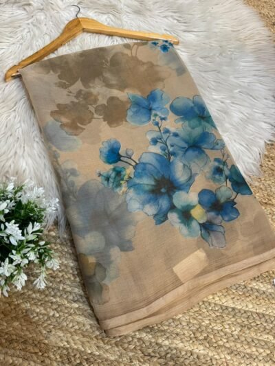 Printed saree Yellow