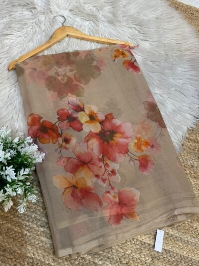 Printed saree Orange