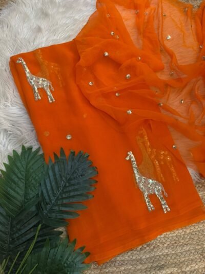 Sequins buta saree Orange