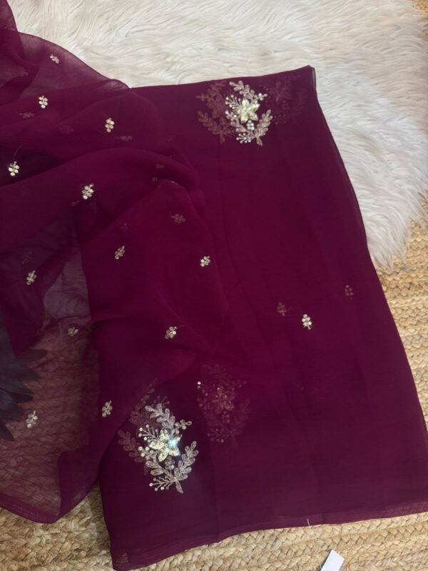 Sequins buta saree Magenta