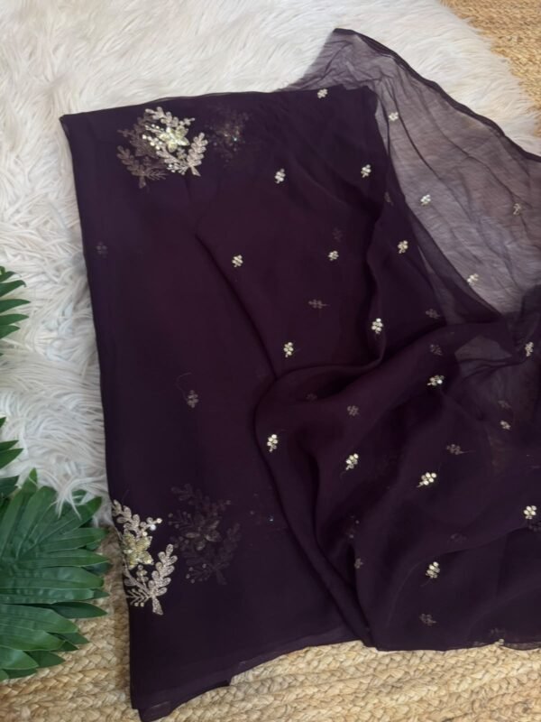 Sequins buta saree Magenta