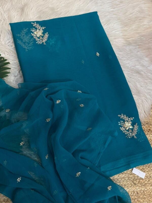 Sequins buta saree Teal