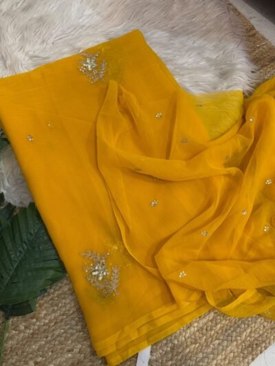Sequins buta saree Orange