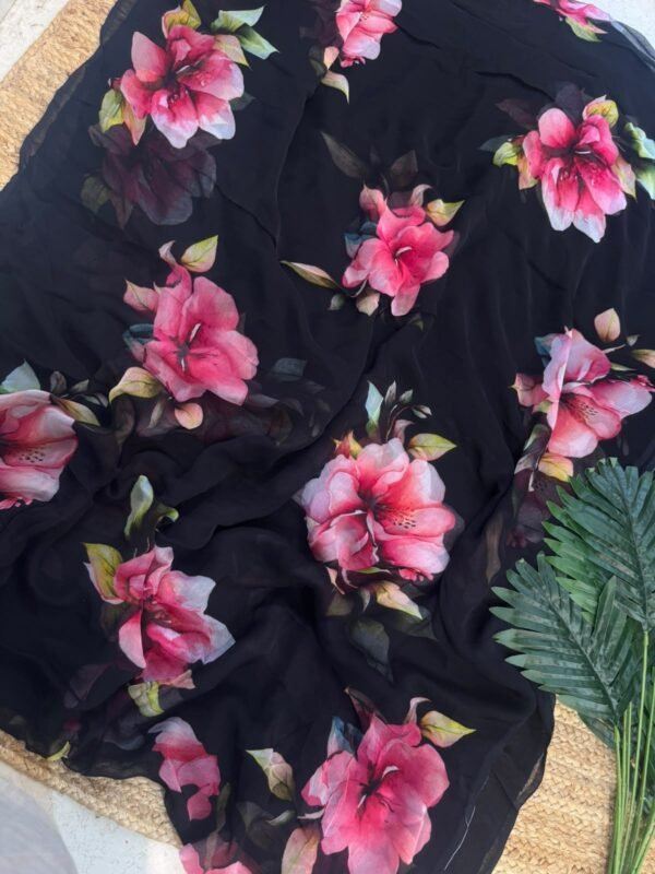 Pure chiffon saree Magenta