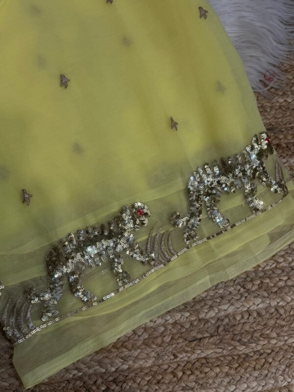 Heavy sequins work saree Yellow