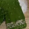 Heavy sequins work saree Dark Green