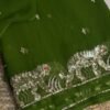 Heavy sequins work saree Dark Green
