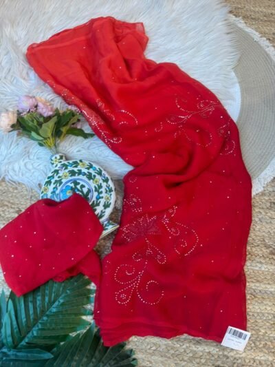 Mukesh work saree Red