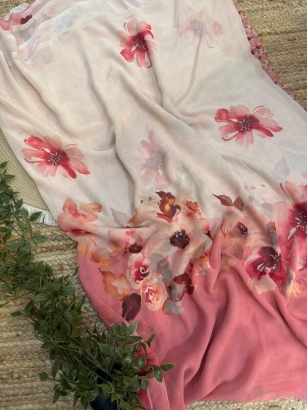 Digital print saree Red