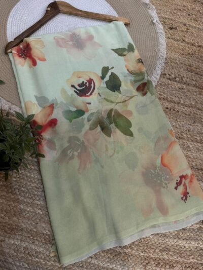 Digital print saree Brown