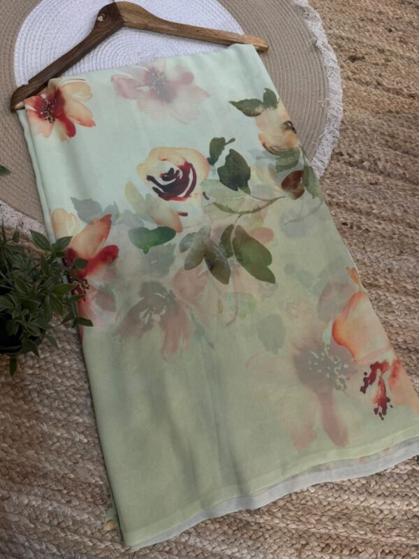 Digital print saree Brown