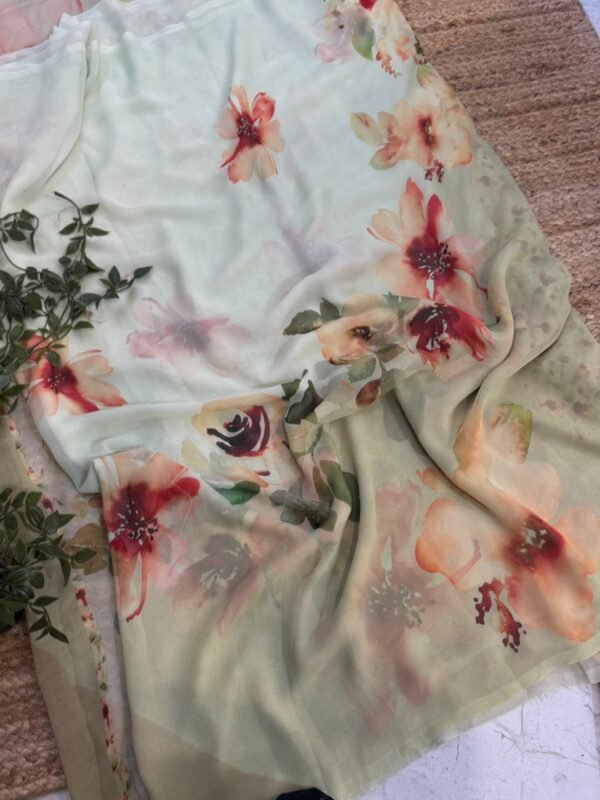 Digital print saree Brown