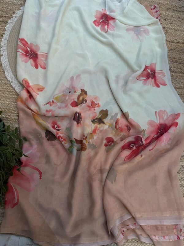 Digital print saree Brown