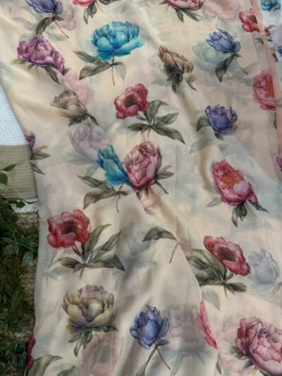 Digital print saree Brown