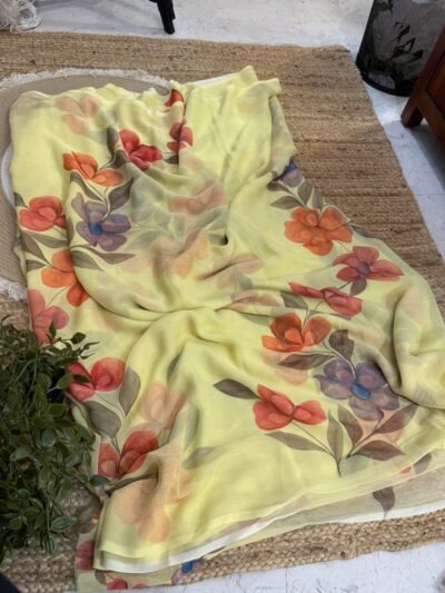 Digital print saree Orange