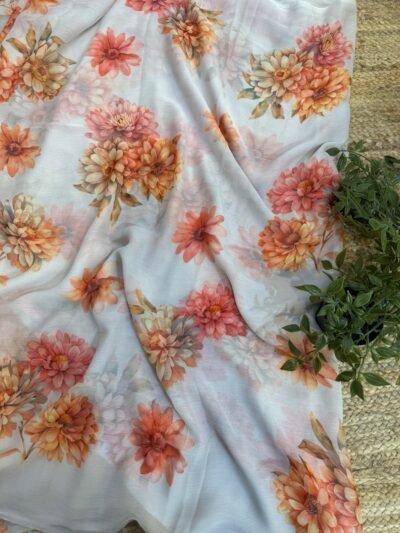 Digital print saree Orange