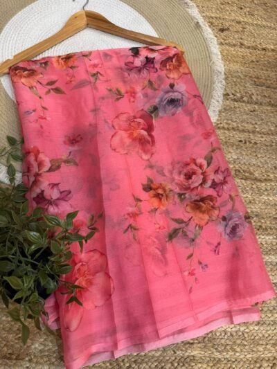 Digital print saree Red