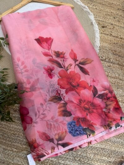 Digital print saree Red