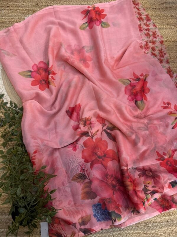 Digital print saree Red