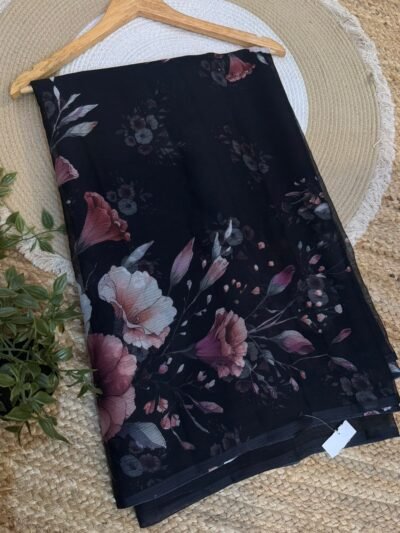 Digital print saree Grey