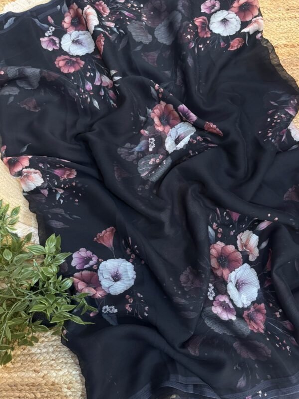 Digital print saree Grey