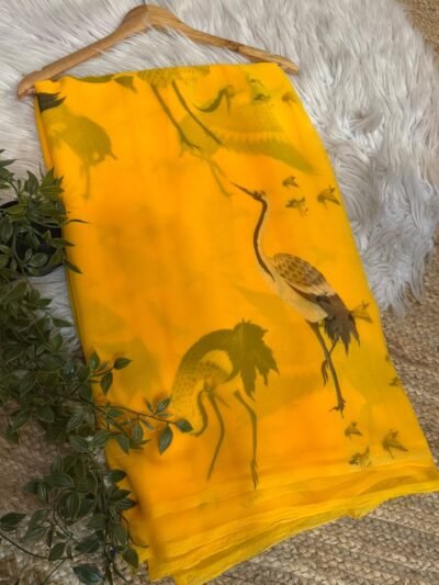 Digital print saree Orange