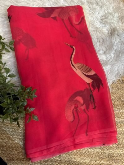 Digital print saree Red
