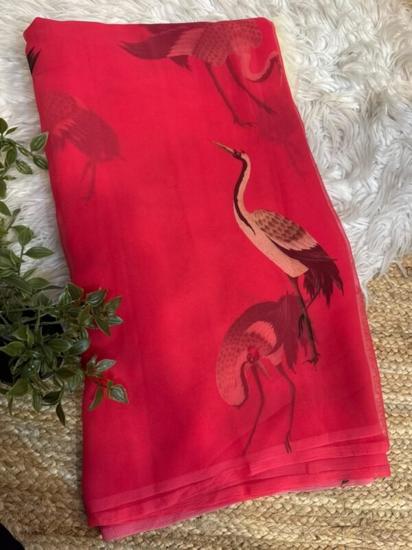 Digital print saree Red