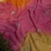 Multi colour jaal work saree Red