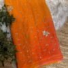 Multi colour jaal work saree Orange